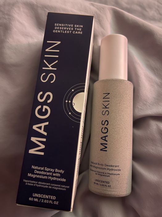 MAGS Skin deodorant box and bottle photographed by a customer