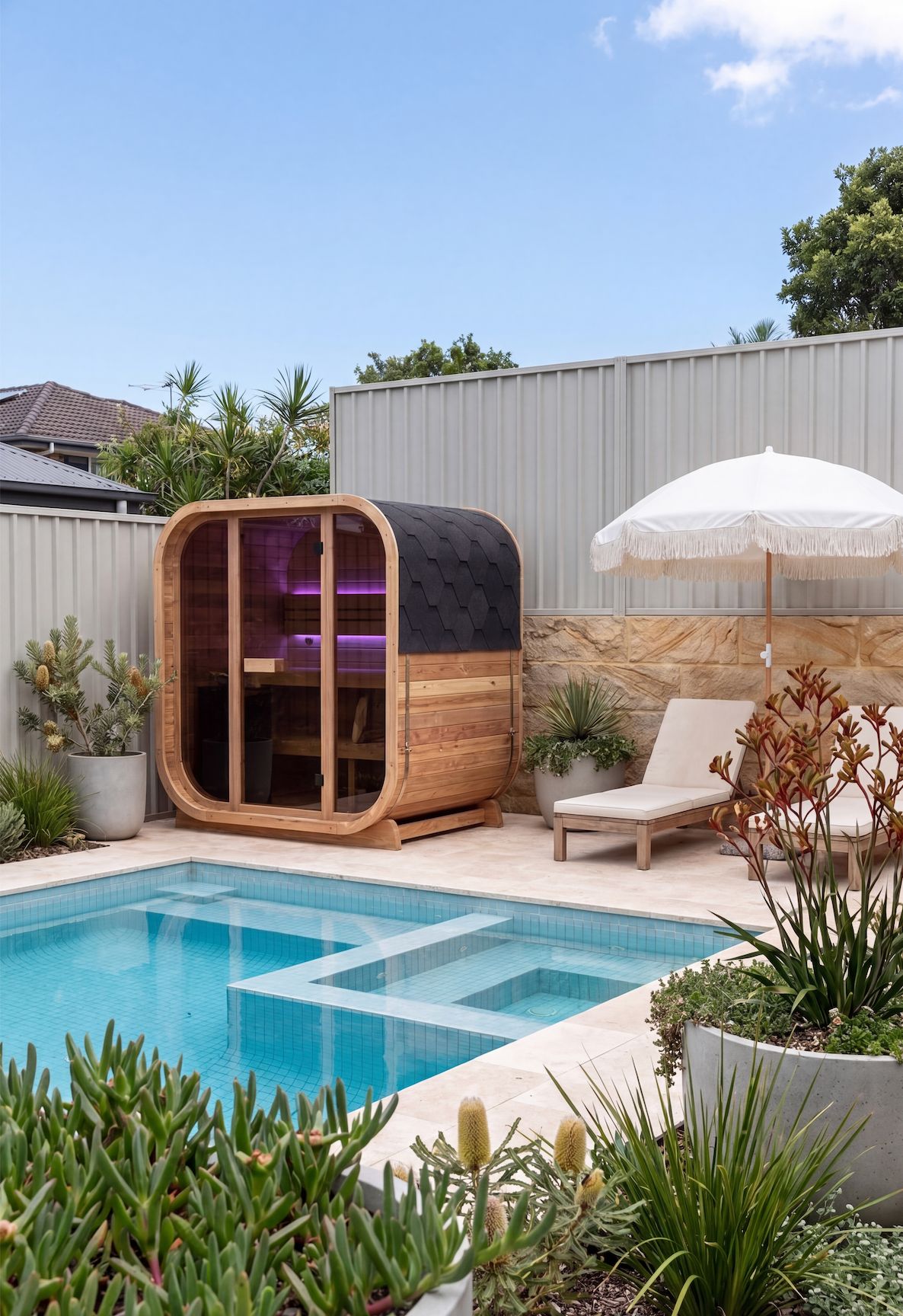 Swell Cedar Cube 4 sauna in a customer outdoor setting