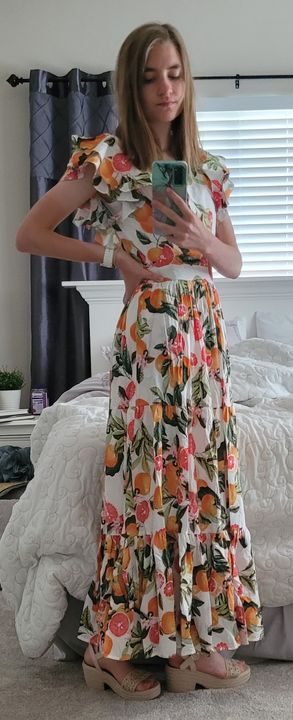 Trixie Maxi Length Dress in Citrus Print - Ivy City Co