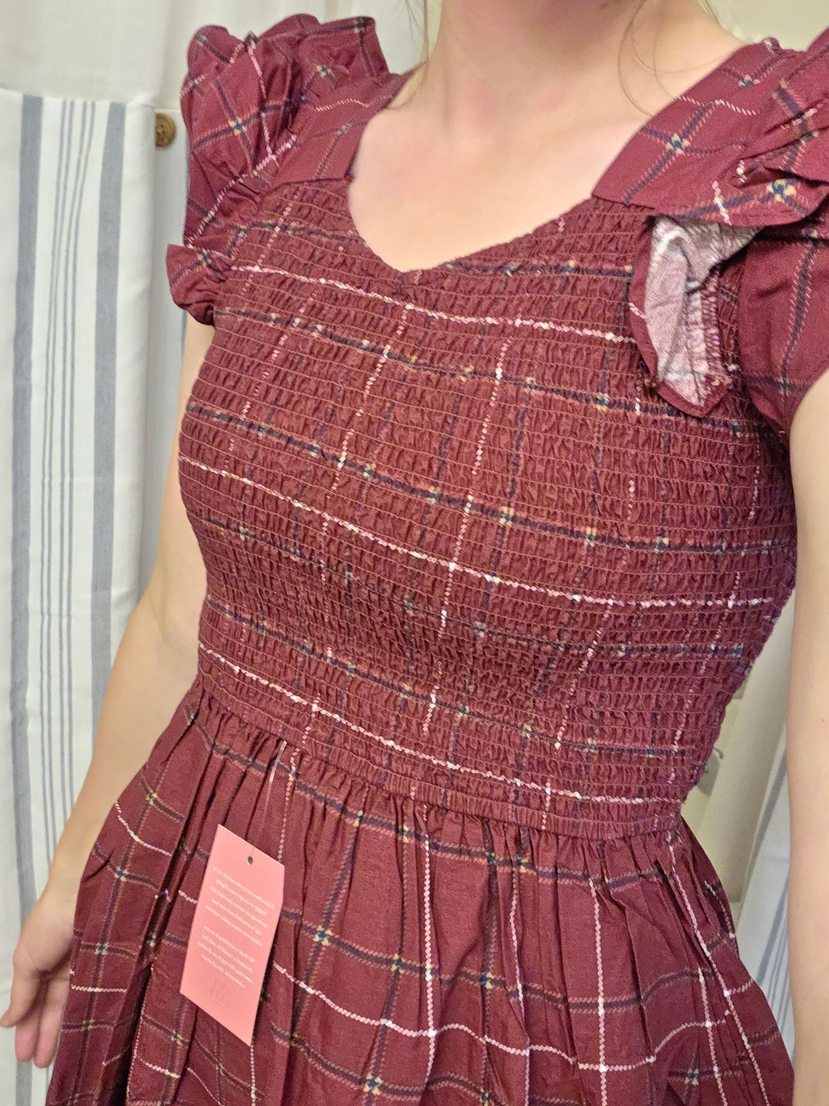 black dress with burgundy tights Burgundy Plaid Shirt Dress with Pockets