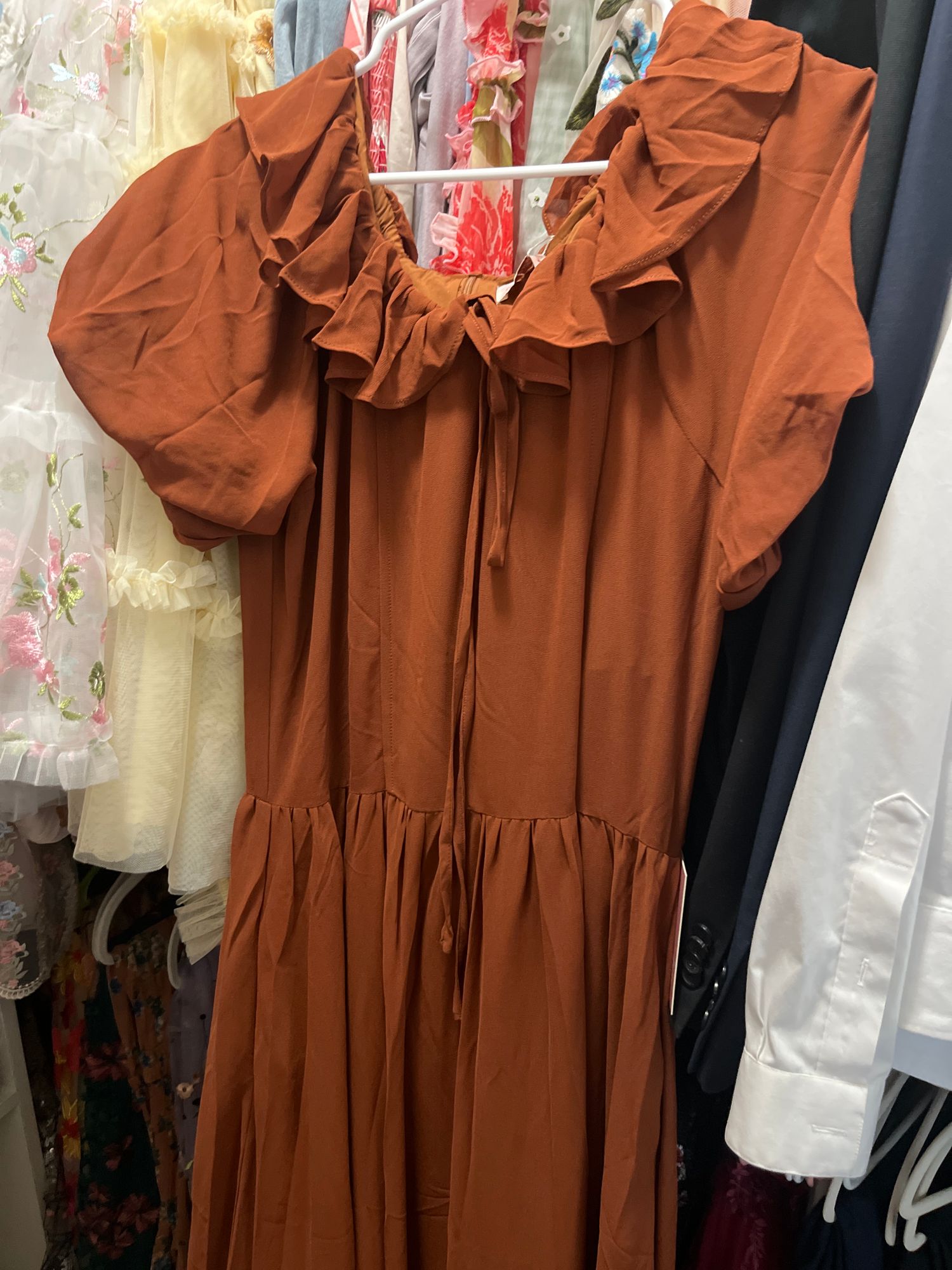 old navy brown satin dress Adley Soft Satin Maxi Dress – Brown Satin Evening Gown L (12)