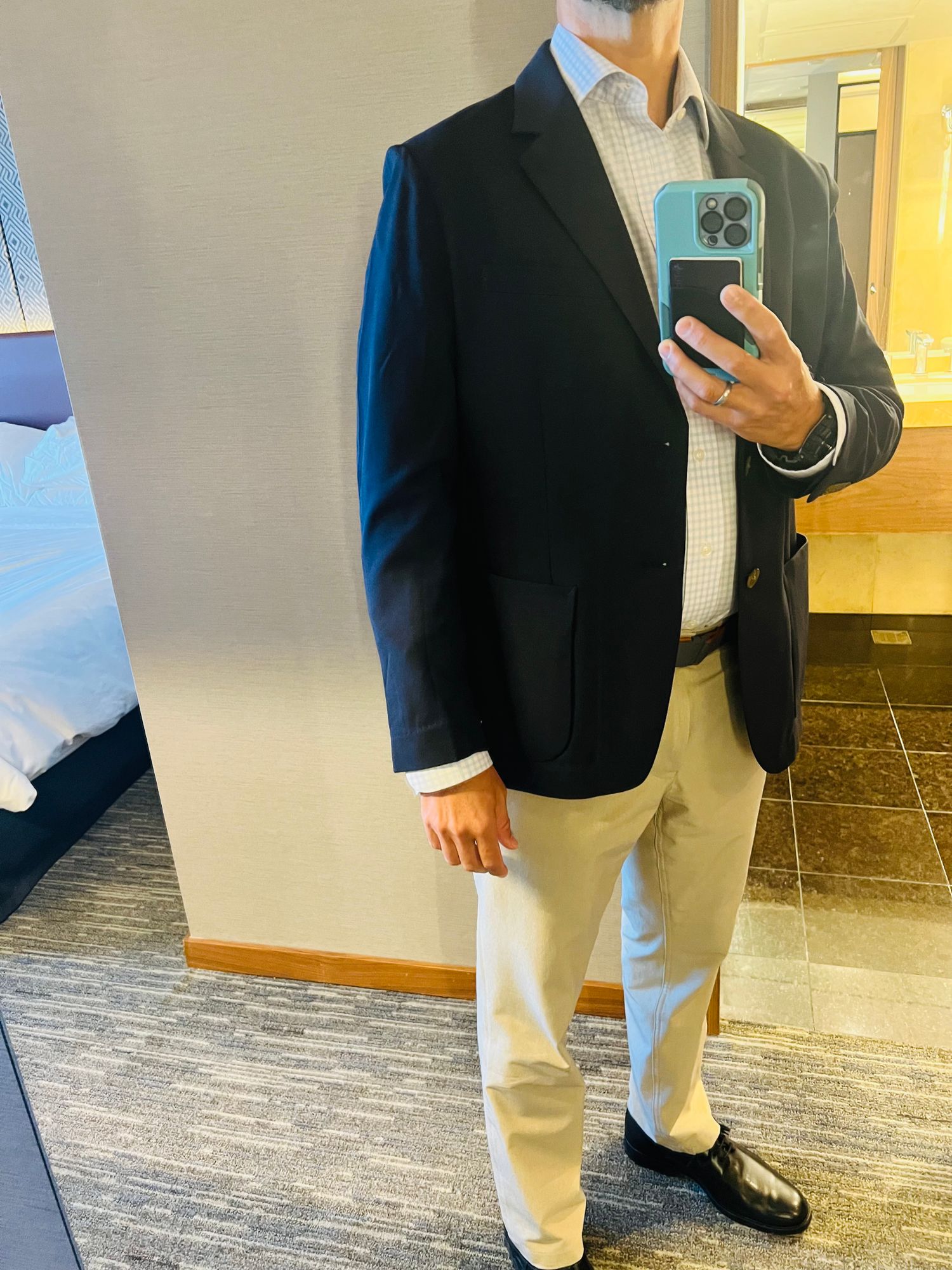 Hopsack Casual Blazer — Midnight Navy Bluffworks