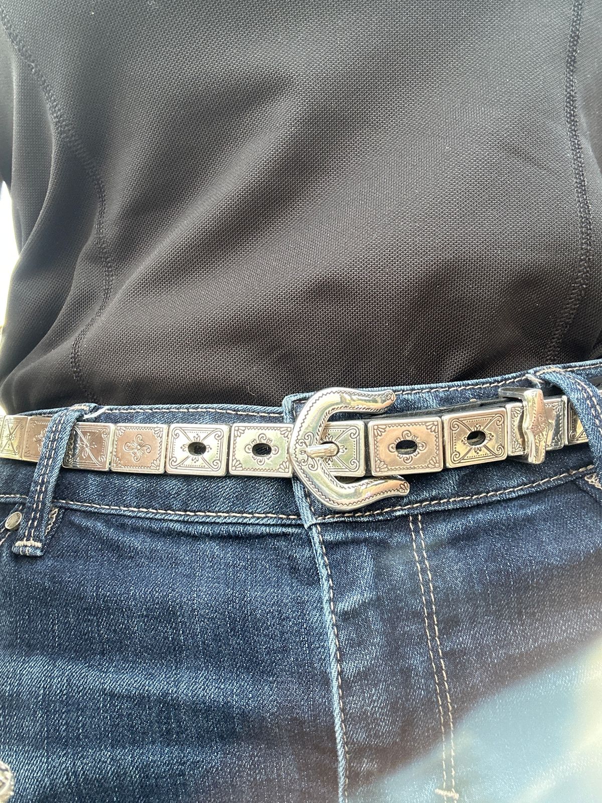 NEW BRIGHTON women\'s mosaica tile belt in black Blackbird Concho Belt - Brighton main image 4