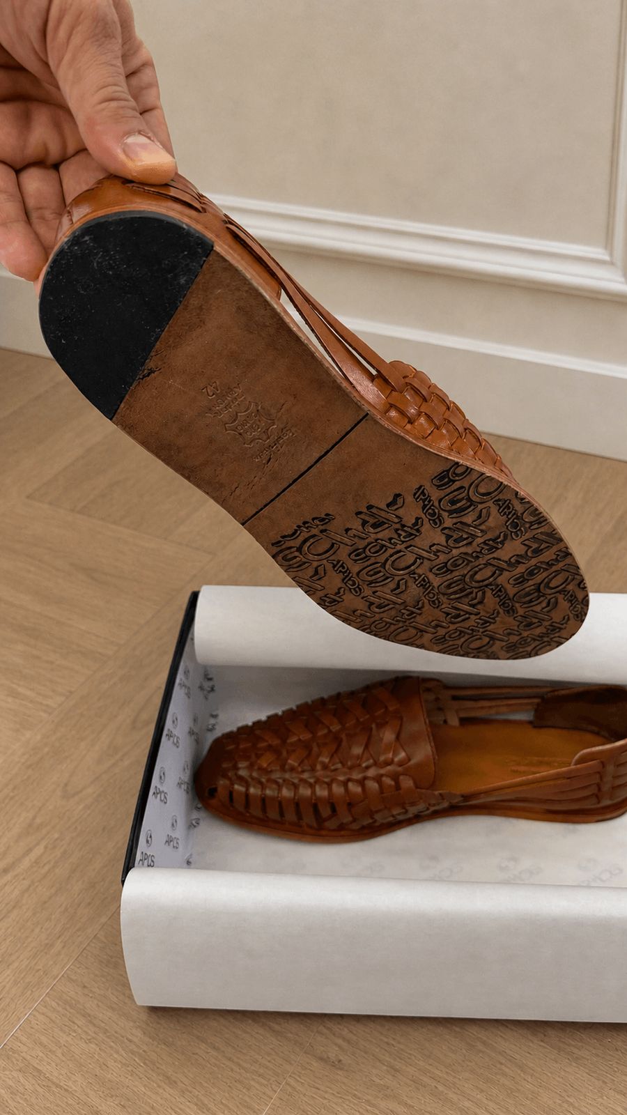 Men's Brown Leather Huarache Sandals | ARMOS